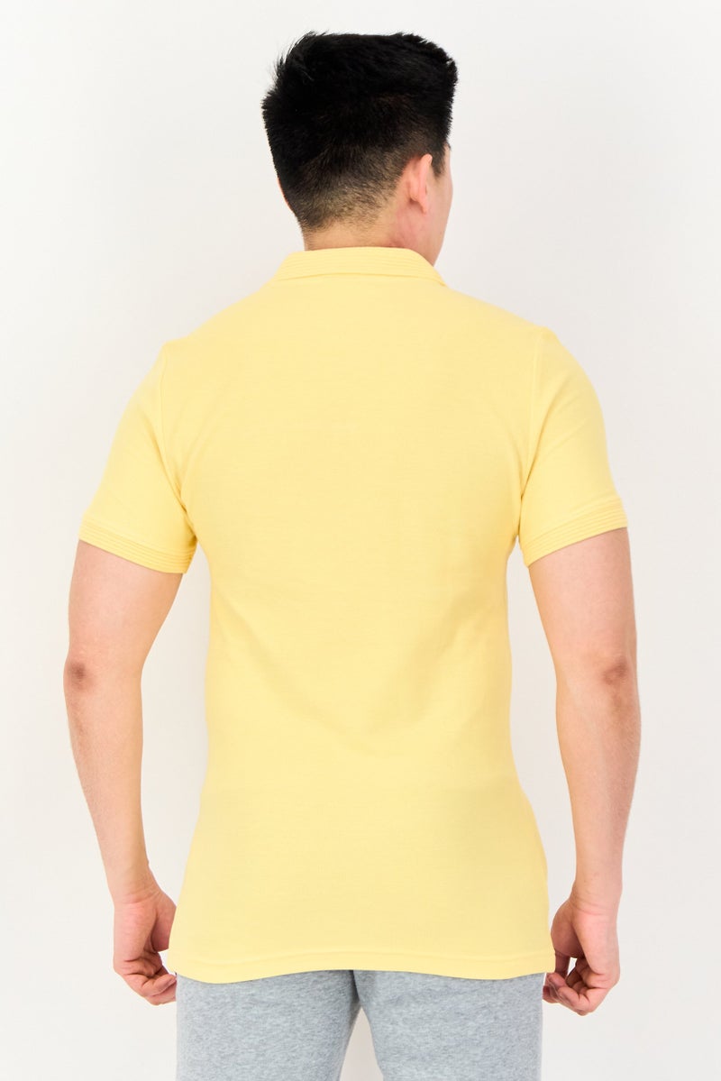 PUMA Men Slim Fit Short Sleeve Outdoor Polo Shirt, Yellow - Image 3